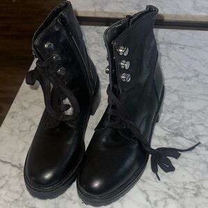 Women's Black Lace-Up Combat Ankle Boots
